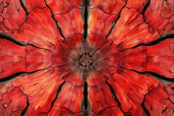 Intense Scarlet Kaleidoscope with Fractal Geometry. Abstract Background