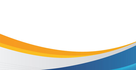 Abstract backdrop showcasing curved, horizontal waves in vibrant shades of golden yellow and brilliant blue, set against a clean, expansive white background providing ample copy space