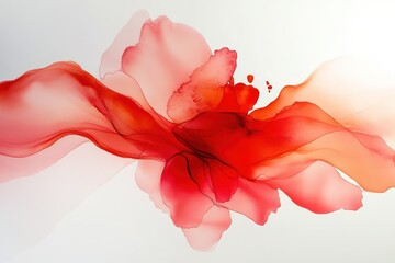Gentle Red Watercolor Splash with Blended Gradients. Abstract Background