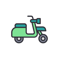 Stylized Scooter Icon In Shades Of Green With Transparent Backdrop