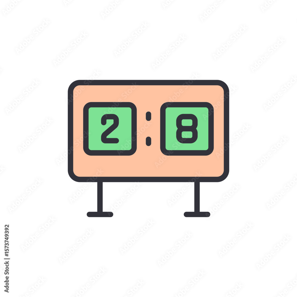 Poster Retro Scoreboard Displaying Game Statistics With Numbers And Stands