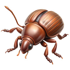 Detailed 3d render of a brown beetle with segmented antennae isolated on transparent background