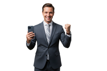 happy businessman with thumbs up isolated on white