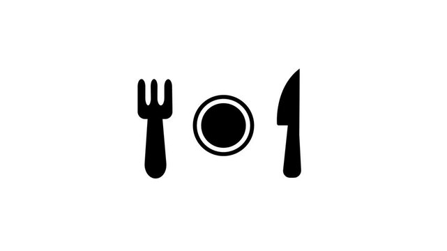 Plate Fork And Knife line icon, Tableware filled outline sign, sign symbol Plate, fork and knife icons on white background.