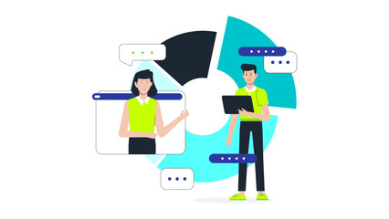 Sales team targeting new market segments, flat vector illustration