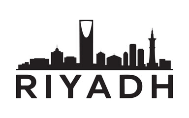 Fototapeta premium Striking Silhouette of Riyadh Skyline The Capital of Saudi Arabia With Clear Inscription Below a Visual Representation of Urban Identity