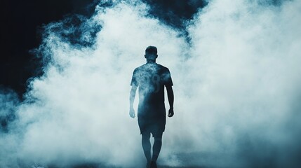 Athletes walking in the fog