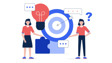 Team using online task management application flat vector illustration