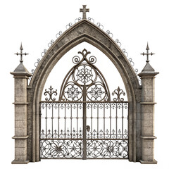Obraz premium Gothic cemetery gate with spooky halloween ambiance for seasonal decorations