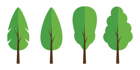 Green tree icon collection set.