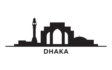 Silhouette Skyline of Dhaka A Captivating Image of Architectural Landmarks and Urban Beauty in a Minimalist Style