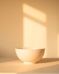 Minimalist bowl bathed in sunlight creates a soothing and peaceful scene