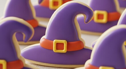 Festive halloween witch hat cookies for holiday celebrations and party decor