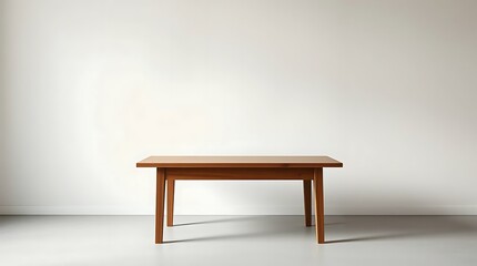 Minimalist Brown Wooden Table Against a Neutral Background and Soft Light