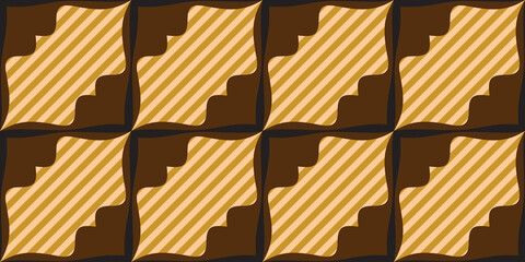 A black and white pattern featuring squares of varying sizes arranged in a visually striking design. Wall tiles design mould line work use for design creation.	
