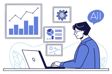 Data analysis and business intelligence dashboard with charts and graphs for data driven decisions