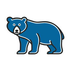 Fototapeta premium Blue bear icon in a minimalist design 
