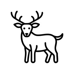 Fototapeta premium Simple line illustration of a deer standing with antlers 
