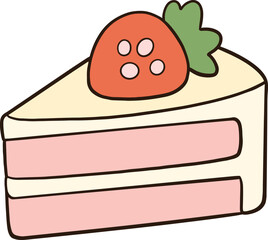 cake slice with strawberry on top of it