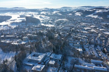 City Winter Snow Aerial Bavaria