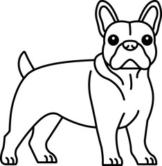 black and white isolate illustration icon of a French Bulldog