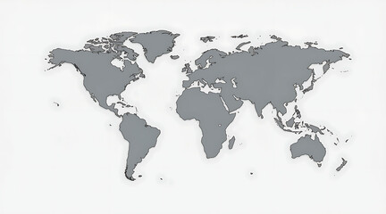 Naklejka premium Gray world map continents on white background geography