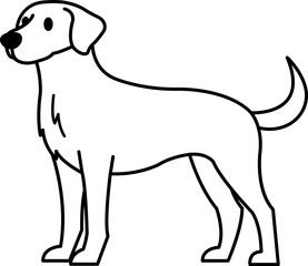 black and white illustration of a Labrador Retriever
