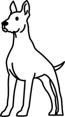 black and white isolate illustration icon of a Great Dane