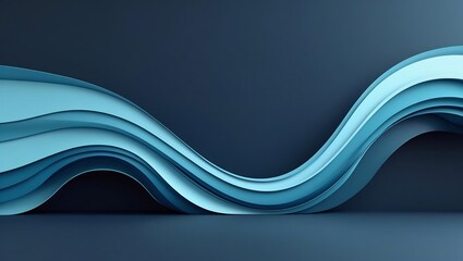 Minimal abstract futuristic wave background with smooth layered blue and cyan curves, soft lighting, dark gradient backdrop, clean tech aesthetic, high resolution, no text