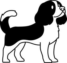 black and white isolate illustration of a English Springer Spaniel dog