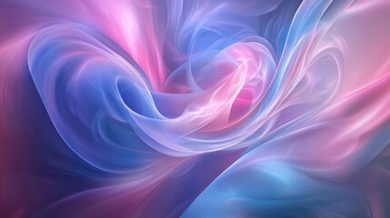 Obraz premium A fluid abstract background with soft, flowing curves and gentle neon lighting in pastel shades of pink, blue, and lavender, evoking calmness and serenity
