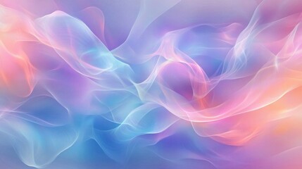 Obraz premium A fluid abstract background with soft, flowing curves and gentle neon lighting in pastel shades of pink, blue, and lavender, evoking calmness and serenity