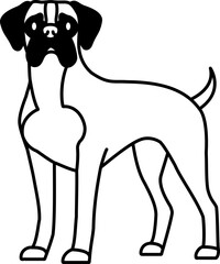 black and white illustration icon of a boxer dog