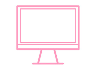 シンプルデスクトップモニターアイコン（ピンク）
