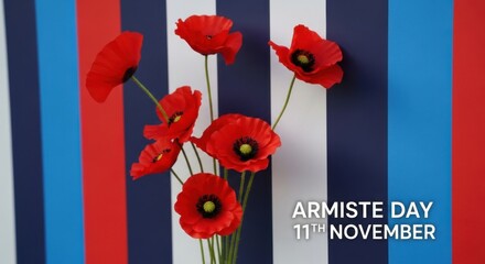 Obraz premium Remembrance Day Lest We Forget Red Poppies Floral Arrangement November Eleventh