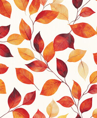 Vibrant autumn leaves in shades of red, orange, and yellow create beautiful pattern, evoking warmth and beauty of fall season