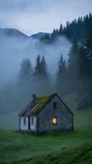 Fototapeta premium foggy morning in the mountains