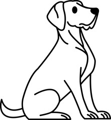 black and white illustration icon of a Labrador Retriever