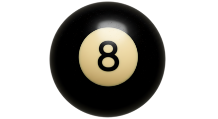 Isolated Eight Ball on a Black Background for Billiards Pool and Game Related Designs and Presentations Closeup View