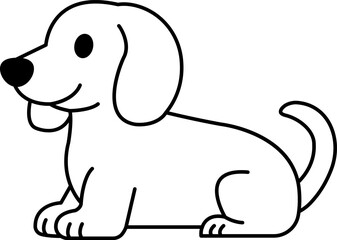 black and white isolate icon of a Dachshund dog