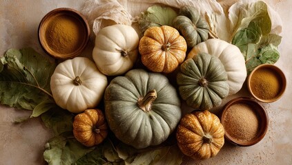 Assorted Pumpkins and Spices