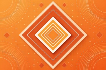 Vibrant orange facade featuring concentric square recesses and a tiled ground surface
