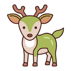 Obraz premium Cartoon deer with antlers standing in a playful pose 