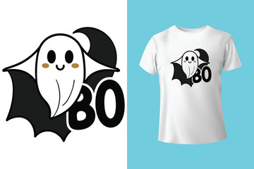 This is Some Boo Sheet design with halloween ghost and retro groovy wavy text, for halloween celebrating.