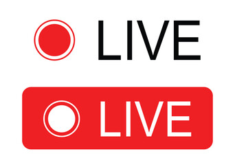 Live Streaming Icon Vector – Red Broadcast Button, Recording Indicator & Minimalist Media Interface	