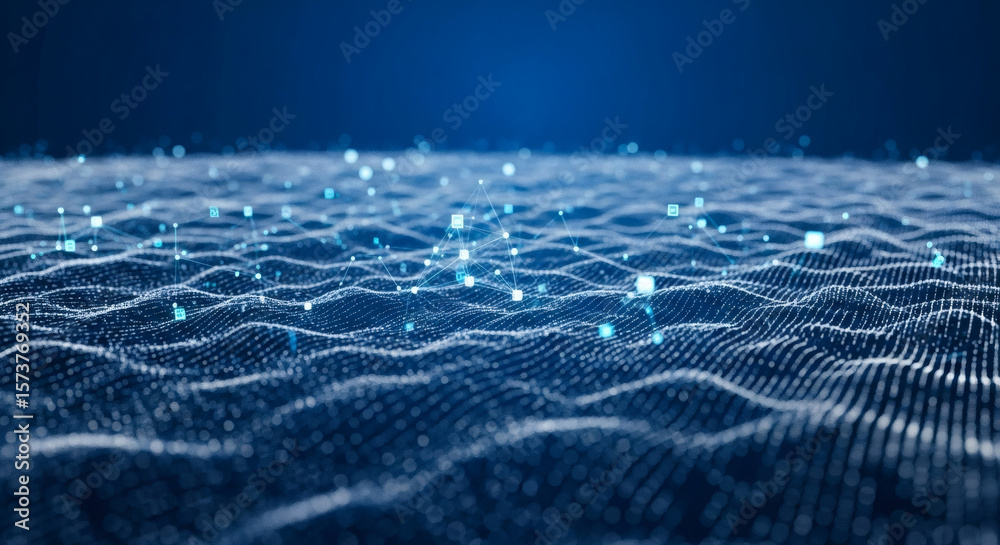 Aufkleber Abstract Digital Waveform Interconnected Data Points Visualization