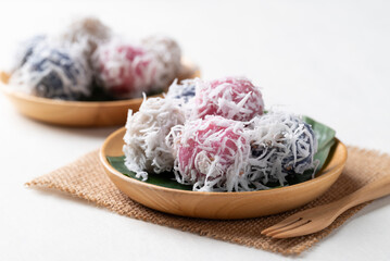 Thai coconut ball (Khanom Tom), Traditional Thai dessert made from boiled glutinous rice flour...