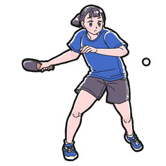 卓球をする女の子のイラスト