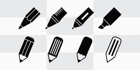 Vector illustration. Vector icon of pen pencils set
