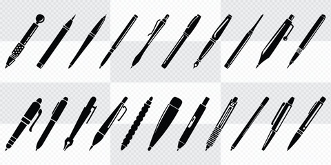 Vector illustration. Vector icon of pen pencils set